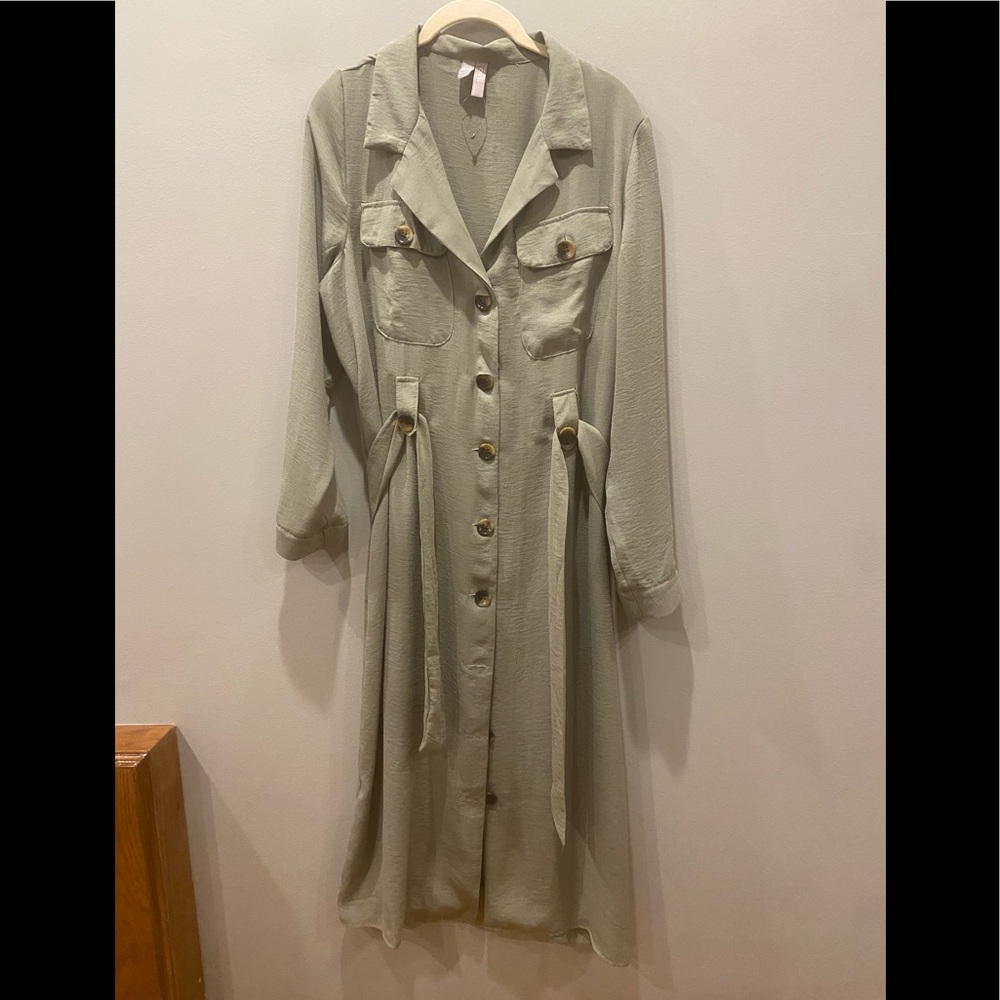 ASOS utility button through midi shirt dress Khaki